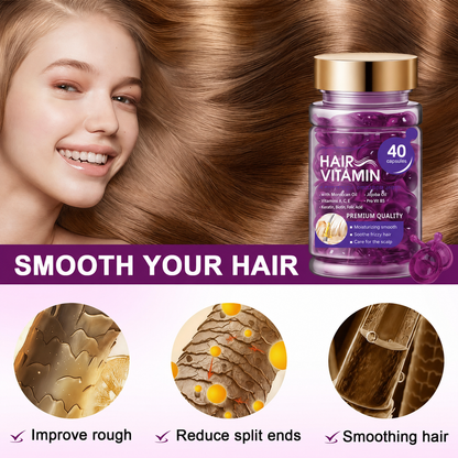 ✨Silky Smooth Hair Vitamin Capsules — 🧴Nourishing Leave-In Serum for Dry, Frizzy & Damaged Hair
