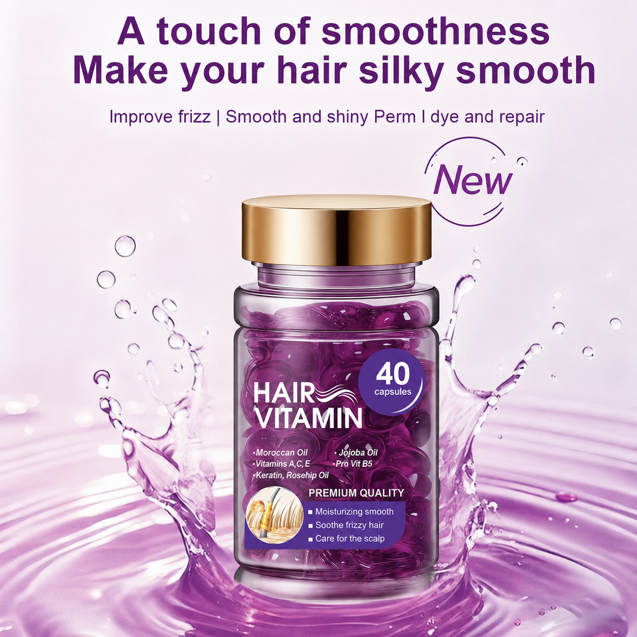 ✨Silky Smooth Hair Vitamin Capsules — 🧴Nourishing Leave-In Serum for Dry, Frizzy & Damaged Hair