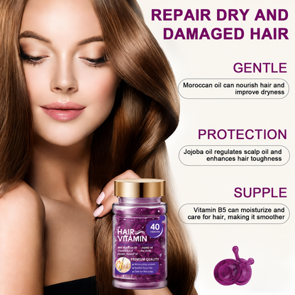 ✨Silky Smooth Hair Vitamin Capsules — 🧴Nourishing Leave-In Serum for Dry, Frizzy & Damaged Hair